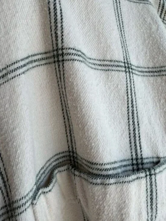 Madewell Plaid Button Down Shirt Window Pane Plaid Long Sleeve Medium Cream - Picture 10 of 14